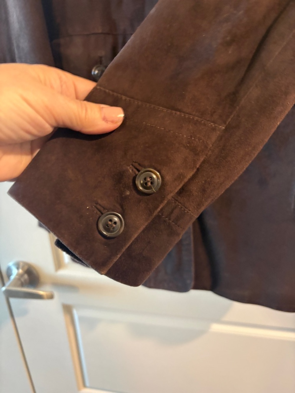 Cole Haan Brown Leather Jacket Blazer Style Size S Button Front Classic - Picture 7 of 16
